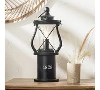 Pacific Lifestyle Black Wood Lantern Table Lamp Miners Oil Lamp