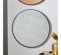 Pacific Lifestyle Black Wood Veneer And Foxed Glass Round Wall Mirror