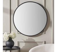 Pacific Lifestyle Black Wood Veneer And Mirrored Glass Round Wall Mirror