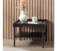 Pacific Lifestyle Black Wood Veneer Square Coffee Table With Storage Shelf And Lipped Top 60Cm, Marnie