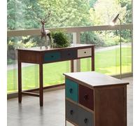 Pacific Lifestyle Blue Multicoloured Wood 3 Drawer Desk
