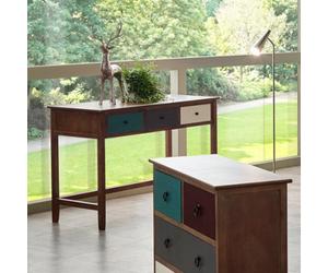 Pacific Lifestyle Blue Multicoloured Wood 3 Drawer Desk
