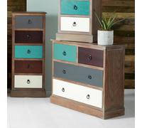 Pacific Lifestyle Blue Multicoloured Wood 4 Drawer Unit