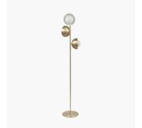Ruma Brass Metal & White Orb Dome Floor Lamp 3 Bulb Art Deco Light in Gold Ruma Gold