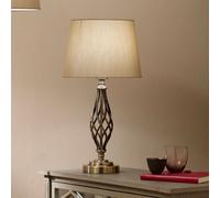 Pacific Lifestyle Brass Twist Base Table Lamp With Champagne Polysilk Shade