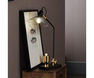 Pacific Lifestyle Canton Matt Black Metal And Glass Cone Table Lamp