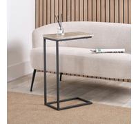 Pacific Lifestyle Concrete Effect C Shape Sofa Side Table With Black Metal Frame, Slides Under Sofa, Soho
