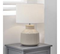 Pacific Lifestyle Cream Ceramic Table Lamp with Crackle Design | Scandi Standard Table Lamps for Living Room | Coastal Bedside Table Lamps Complete with White Shade (Cream)
