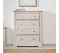 Pacific Lifestyle Cream Pine And Oak Wood 5 Drawer Unit