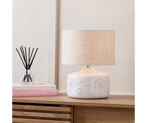 Pacific Lifestyle Dandelion White Small Floral Ceramic Table Lamp