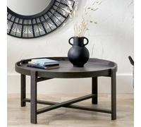 Pacific Lifestyle Dark Grey Oak Round Coffee Table With Removable Tray Top And Folding Legs 84Cm, Marmara