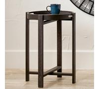 Pacific Lifestyle Dark Grey Oak Round Side Table With Removable Tray Top And Folding Legs 44Cm, Marmara