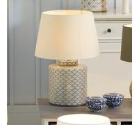 Pacific Lifestyle Demetri Grey And Blue Detail Ceramic Table Lamp