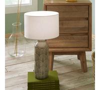 Embossed Grey Ceramic Table Lamp, Grey