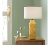 Pacific Lifestyle Embossed Mustard Ceramic Table Lamp Yellow Textured Feather Lamp For Living Room