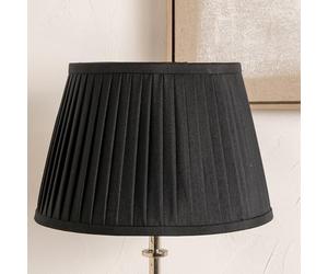 Pacific Lifestyle Empire Pleat Lampshade for Table Lamps | Cotton Knife Pleat Shade for Standard Lamps | Contemporary Tapered Pleated Lamp Shade for Living Room Lamps (Black, 25cm Diameter)