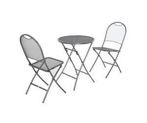 Pacific Lifestyle Folding Mesh Metal Bistro Set For 2 Table And Chairs For Garden Patio