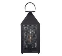 Pacific Lifestyle Folkstone Matt Black Metal Punched Lantern Table Lamp