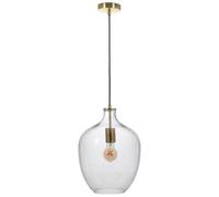 Pacific Lifestyle Glass Pendant Light Clear Bubble Brushed Gold Holder E27 | Clear glass filled with delicate bubbles and a brushed gold holder for subtle texture and warm glamour