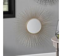 Pacific Lifestyle Gold Metal Starburst Design Round Wall Mirror
