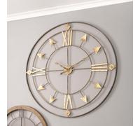 Pacific Lifestyle Graphite And Gold Metal Round Wall Clock Large