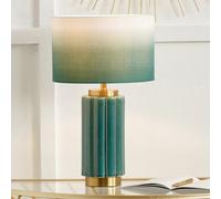 Pacific Lifestyle Ceramic Ombre Green Table Lamp with Shade | Modern Scalloped Lamps for Living Room | Elegant Art Deco Table Lamp for Bedroom Bedside Tables (Green)