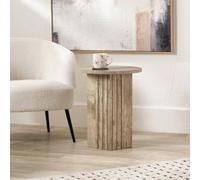 Pacific Lifestyle Grey Concrete Effect Round Side Table With Fluted Groove Plinth Base 40Cm, Elkton
