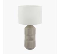 Pacific Lifestyle Grey Geo Textured Tall Ceramic Table Lamp