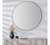 Pacific Lifestyle Grey Oak Wood Veener Slim Frame Round Mirror Large