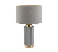 Pacific Ionic Grey Textured Ceramic And Gold Metal Table Lamp, Grey