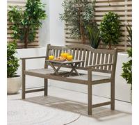Pacific Lifestyle Grey Wood Garden Bench Outdoor Acacia Wooden Bench With Pop Up Table