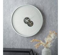 Pacific Lifestyle Ivory And Silver Wood Working Cog Wall Clock