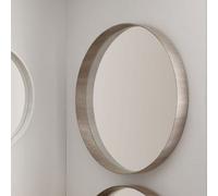 Pacific Lifestyle Large Grey Oak Wood Veneer Deep Edge Round Wall Mirror