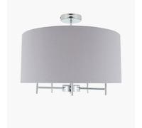 Pacific Lifestyle Large Linen 5 Arm Ceiling Light With Grey Drum Lampshade