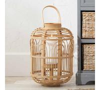 Pacific Lifestyle Large Natural Bamboo And Glass Lantern