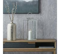 Pacific Lifestyle Large Silver Metal And Panelled Glass Rectangular Indoor Decorative Lantern