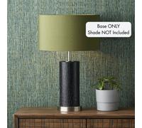 Pacific Lifestyle Laurence Black Croc Leather And Silver Cylindrical Table Lamp Base
