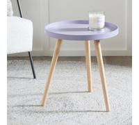 Pacific Lifestyle Lilac Round Side Table With Tray Top And Natural Pine Tripod Legs 41Cm, Halston
