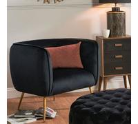 Pacific Lifestyle Lucca Black Velvet And Metal Modern Occasional Armchair