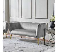 Pacific Lifestyle Lucca Dove Grey Velvet Upholstered Sofa With Metal Legs