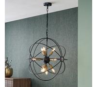 Pacific Lifestyle Luna Matt Black And Brushed Gold Metal Sputnik Pendant