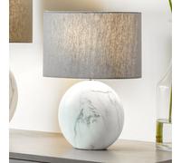 Pacific Lifestyle Marble Effect Ceramic Table Lamp | Elegant Neutral Lamp with Grey Shade | Modern Minimalist Home Decor Standard Lamps for Living Room
