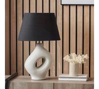 Pacific Lifestyle Abstract Boho Table Lamps for Living Room | Modern Natural Organic Tall Ceramic Table Lamp with Shade | Contemporary Design Lamps for Bedroom (Black)