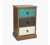 Pacific Lifestyle Pine Wood Multicoloured 3 Drawer Unit, Multi