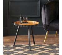 Pacific Lifestyle Natural And Black Tripod Round Wood Side Table