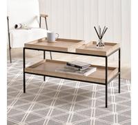 Pacific Lifestyle Natural Wood Effect Coffee Table With 2 Removable Tray Tops And Black Metal Frame 80Cm, Gallery
