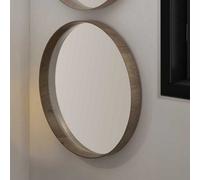 Pacific Lifestyle Natural Wood Veneer Deep Edge Round Wall Mirror Large