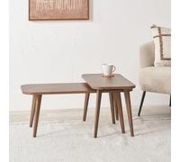 Pacific Lifestyle Nest Of 2 Dark Ash Wood Retro Coffee Tables With Tapered Legs, Mid Century Style, Elias