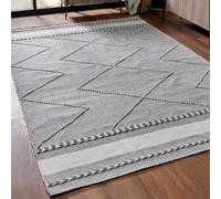 Pacific Lifestyle Outdoor Indoor Grey And White Plaited Stripe Pattern Rug