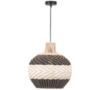 Pacific Lifestyle Rattan Pendant Light Black Natural Woven Boho Lampshade | Handwoven natural rattan with a monochrome pattern that lets shards of light through for a bright, airy feel